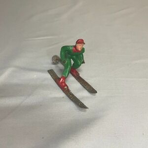 Barclay Skier Vintage Christmas Village Lead Toy Figure Original Paint